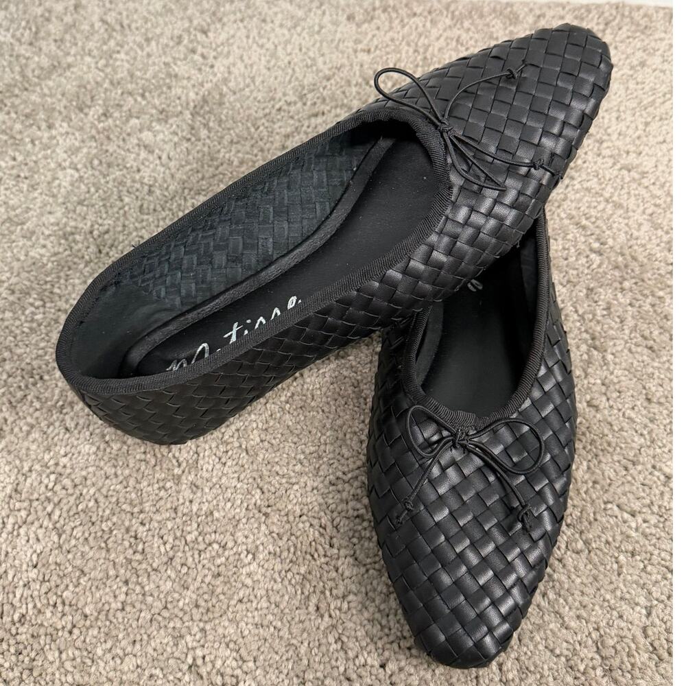 New Matisse Smith Woven Leather Ballet Flats Black Size 7